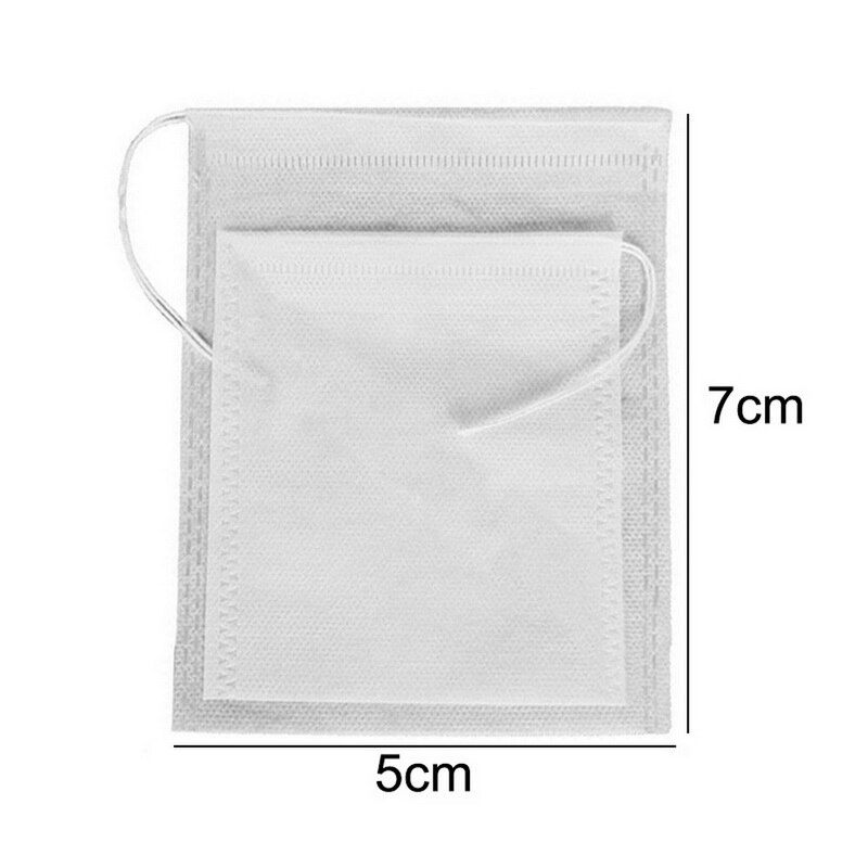 Theezakjes 100 stuks 5 x 7cm lege theezakjes met touwtje hele zegel filter infuser zeef voor losse koffie thee wegwerp papieren zakjes: G246274