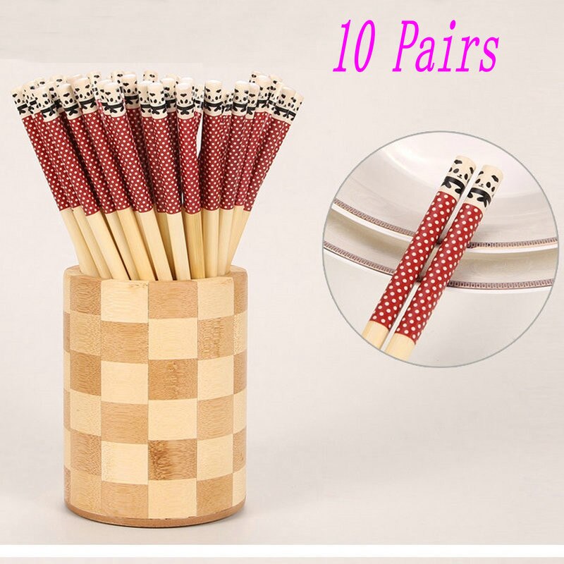 10 par pałeczki Sushi kije chińskie pałeczki bambusowe panda pałeczki wielokrotnego użytku zastawa stołowa jadalnia jedzenie pałeczki robić jedzenia na prezent: rodzaj 4