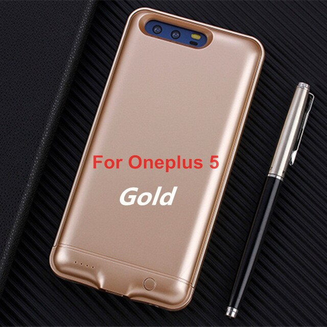 NTSPACE 6000mAh Portable Power Bank For Oneplus 5 Battery Charger Cover For Oneplus 5T External Backup Battery Charging Case: Gold For Oneplus 5