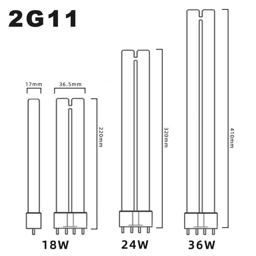 2G11 UVC Steriliseren Lampen 18W 24W 36W Ultraviolet Lamp Tube 4pins 2G11 UV Desinfectie Lamp Hoge efficiënte UV Kiemdodende Lamp