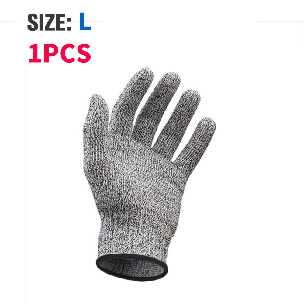 Guantes de seguridad de nivel 5 anticorte, resistentes a Cortes, alambre de acero inoxidable, malla metálica, para cocina, carnicero: L-1pcs