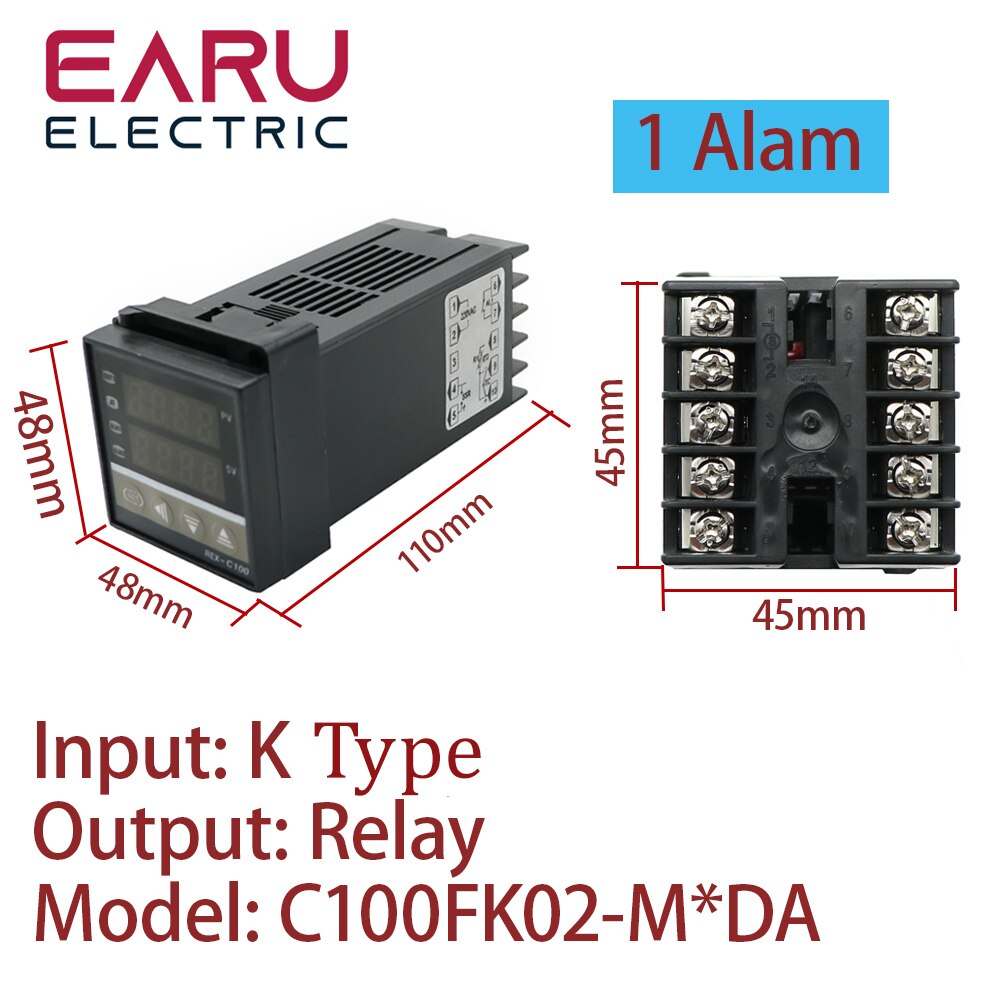 REX-C100 PID Intelligent Temperature Controller Universal REX-C100 Thermostat SSR Relay output Universal K PT100 J Type Input: K Tepy Realy