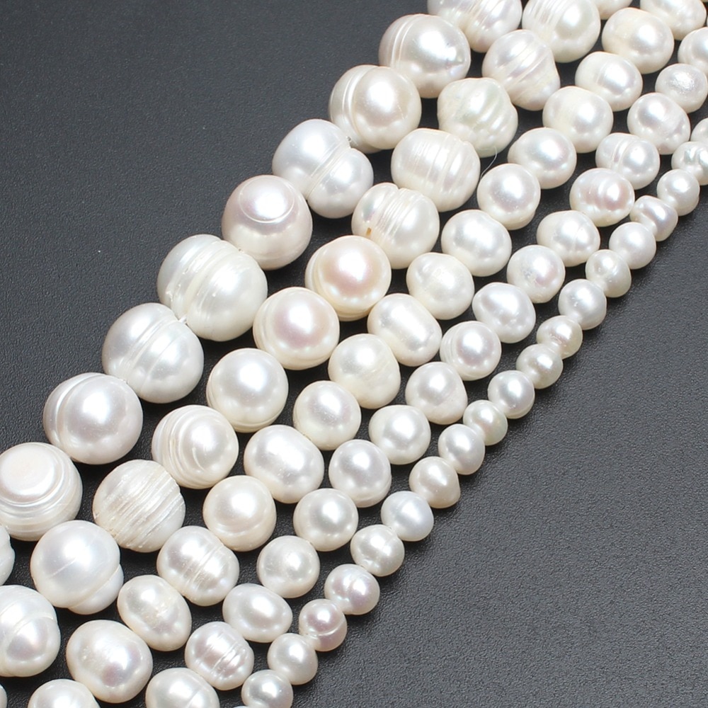 Natural Freshwater White Pearl 6-7mm 7-8mm 9-10mm Round Beads for Jewelry Making DIY Charm Earrings Bracelet Necklace 15 inches