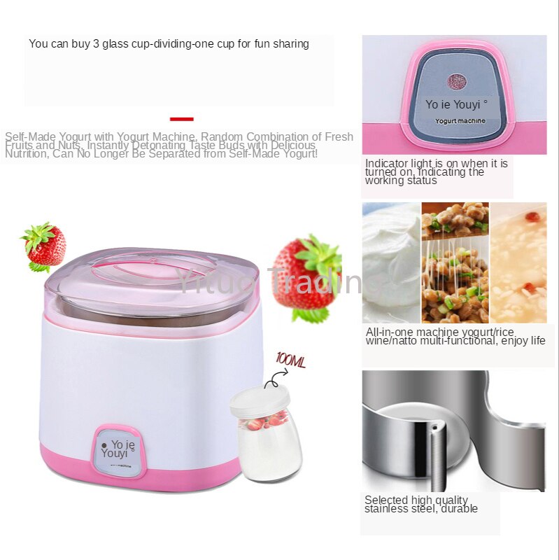Y-SA11 Mini Joghurt Maschine Haushalt Voll Automatische Edelstahl Liner Teilt Tasse Echten