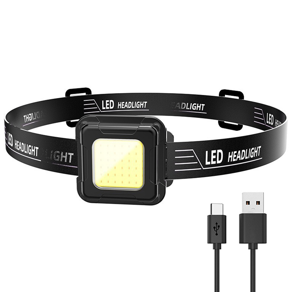 Linterna frontal LED con 4 modos de luz, linterna frontal multifuncional, linterna de trabajo recargable por USB, Mini faro LED COB para acampar y hacer senderismo: Default Title