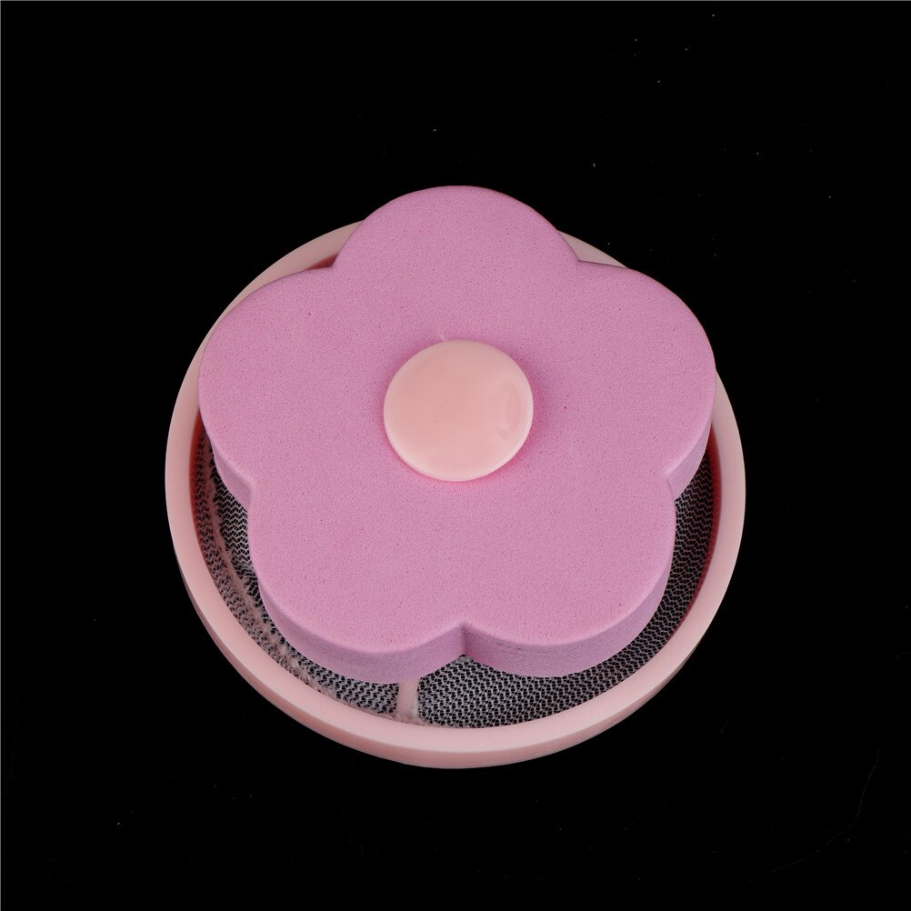 1Pc Flower Shape Home Washing Machine Floating Net Bag Hair Removal Ball Debris Thread Cleaning Filter Net Lint Mesh Bag: pink