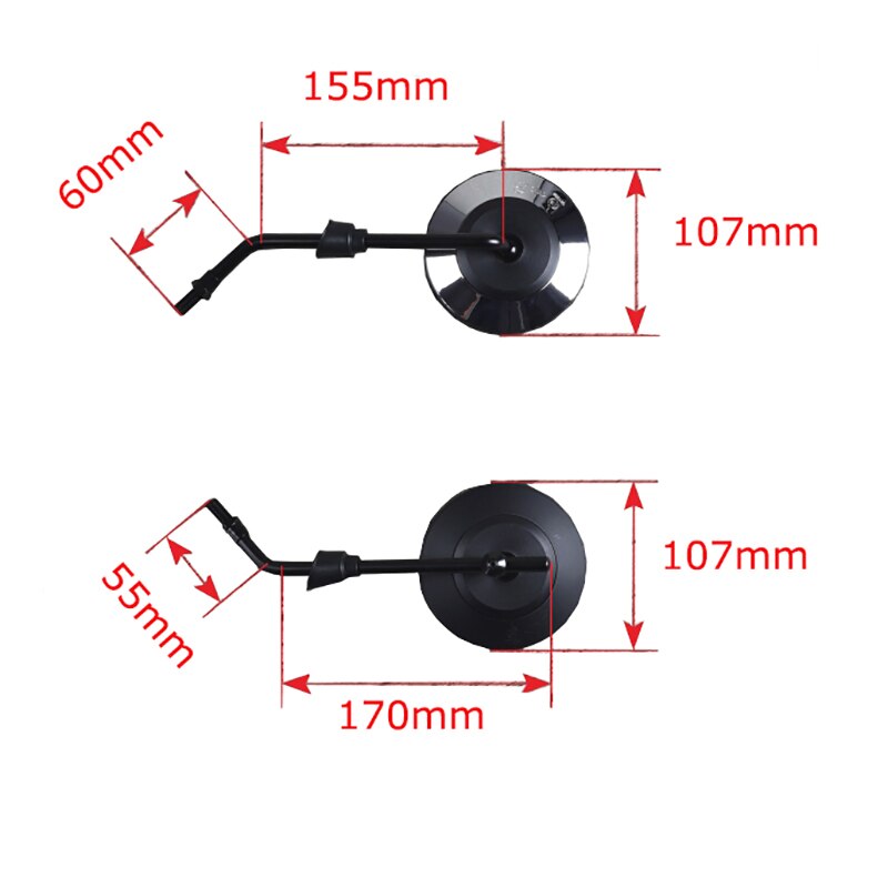 2 stücke Universal Retro Einstellbare Matte Schwarz Silber Runde Motorrad Rückspiegel Flache Spiegel Roller E-Bike Rückseite Spiegel