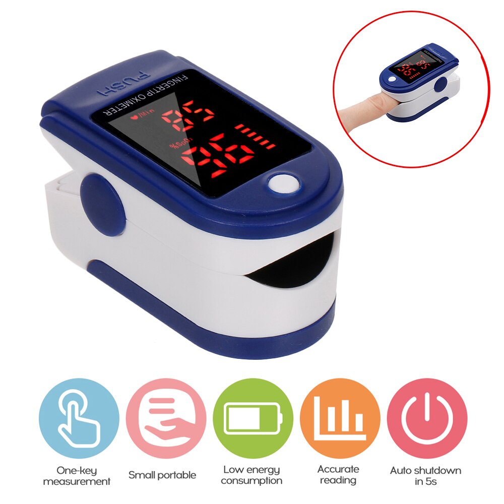 Digital fingerspids pulsoximeter blod ilt sensor mætning mini spo 2 monitor pulsmålingsmåler til hjemme sport: Blå