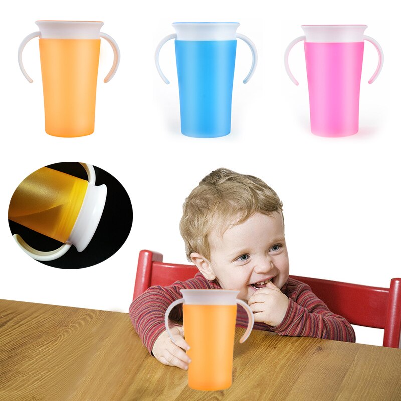 360 grad Können Gedreht Werden Baby Lernen Trinkbecher Mit Doppel Griff kippen deckel Dicht Magische Kleinkinder Tassen Haben Tasse abdeckung