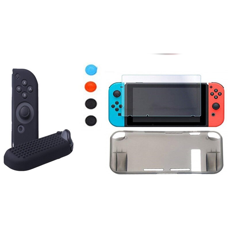 Nintend switch ns console saco de armazenamento de transporte tpu grip caso escudo da pele alta luz protetor de tela capa de silicone 8 em 1 kit: The TPU Kit