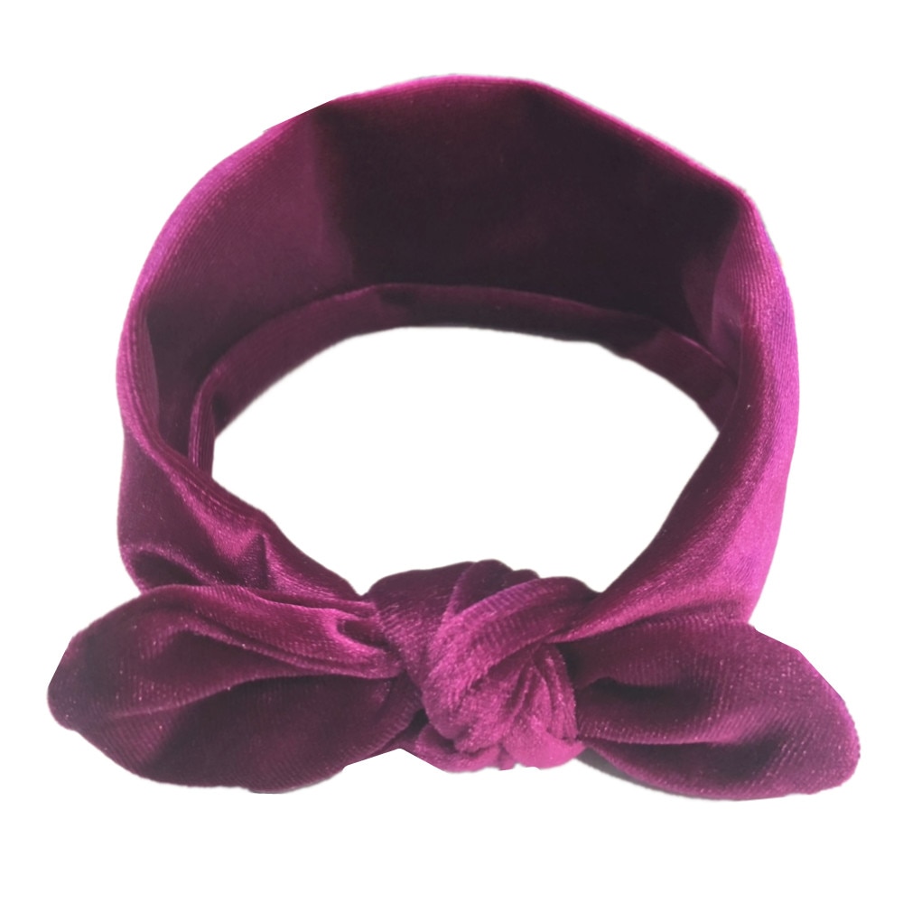 Gloednieuwe Peuter Baby Meisjes Fluwelen Lint Hair Bows Hoofdbanden Bunny Oren Grote Boog Haarbanden Candy Kleur Solid hoofddeksels: K