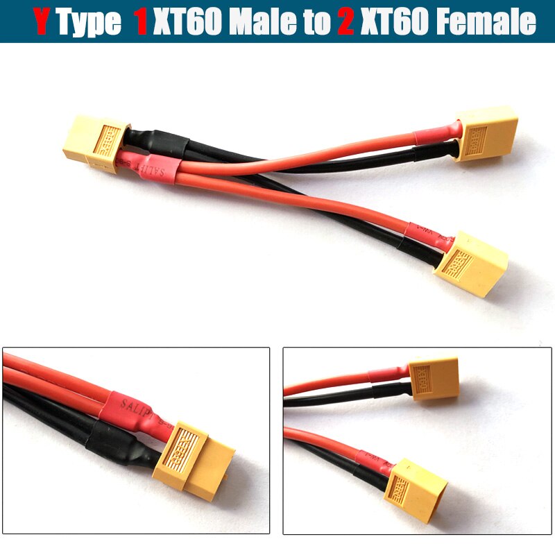 1PCS XT60 Parallel Battery Connector Cable Dual Extension Y Splitter Silicone Wire