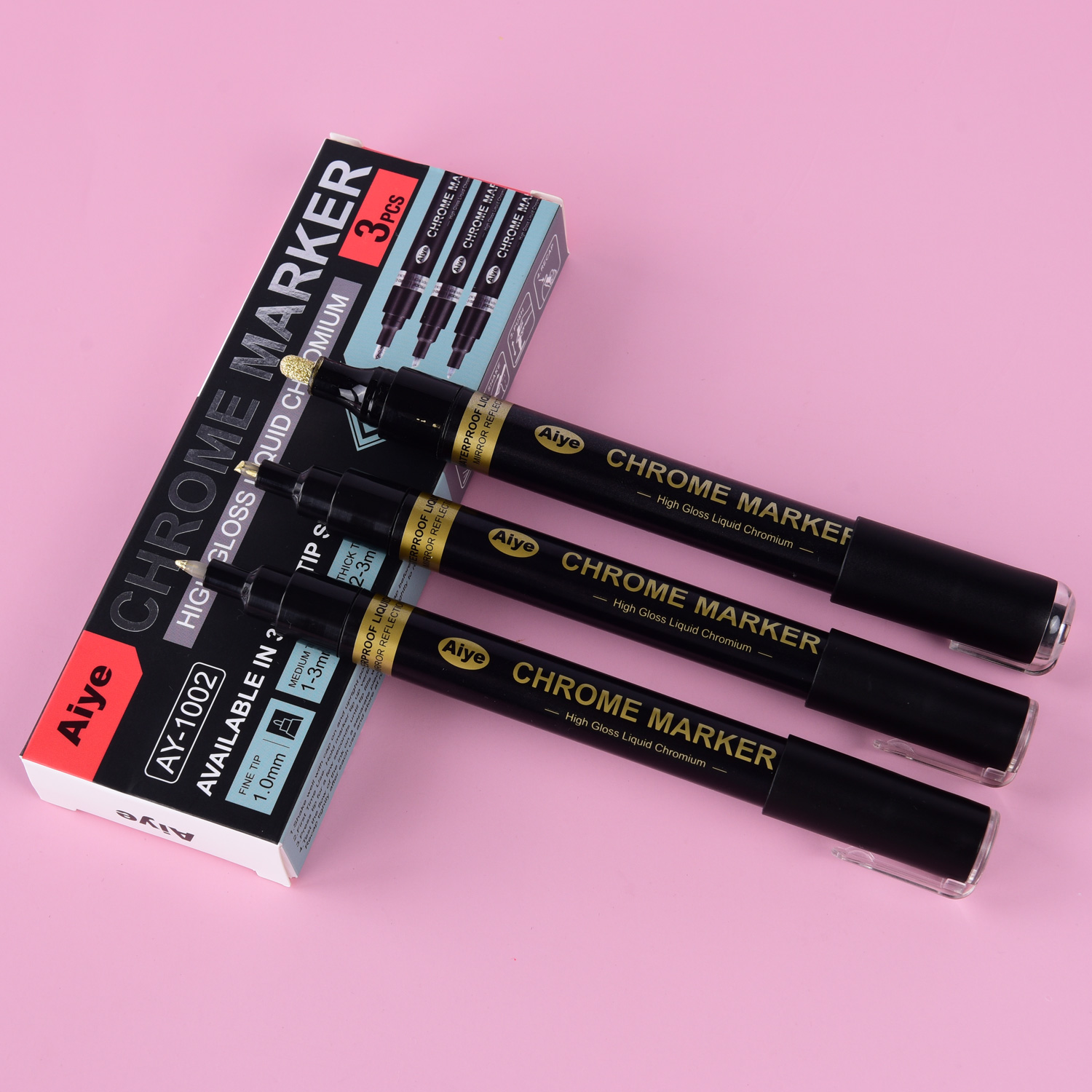 Mirror Marker Chrome Finish Gold Silver Metallic Marker Liquid Pen Art DIY Plastic Resin Paint Metallic Craftwork Accessories