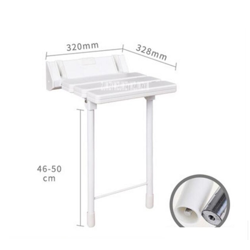 Bath Shower Wall Chair Bathroom Stool High Household Wall Mounted Shower Seat Bathroom Folding Chair With Stool Legs: white