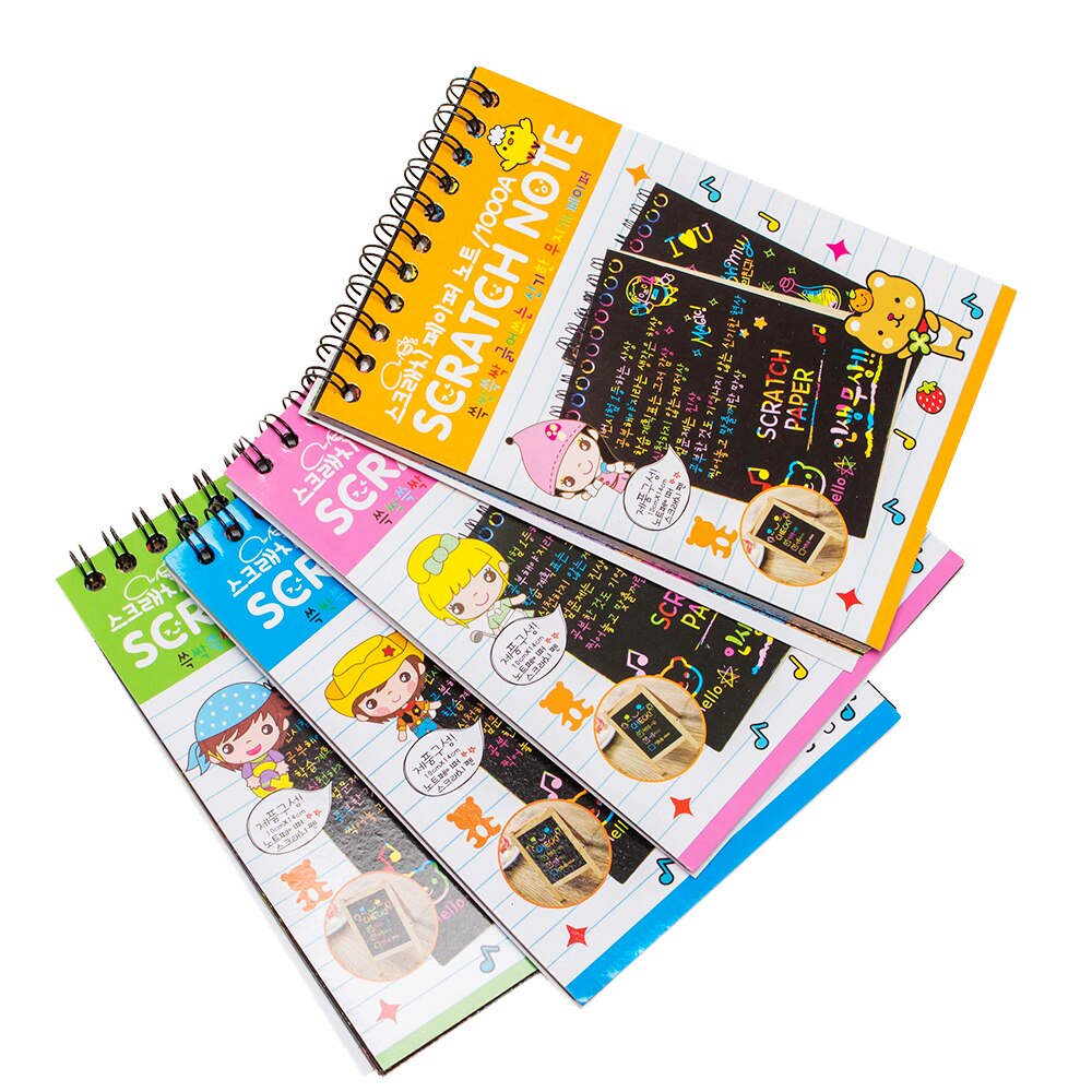 Kleur DIY Scratchbook Scratch Note Boek Tekening Kinderen Kids Schilderen Graffiti
