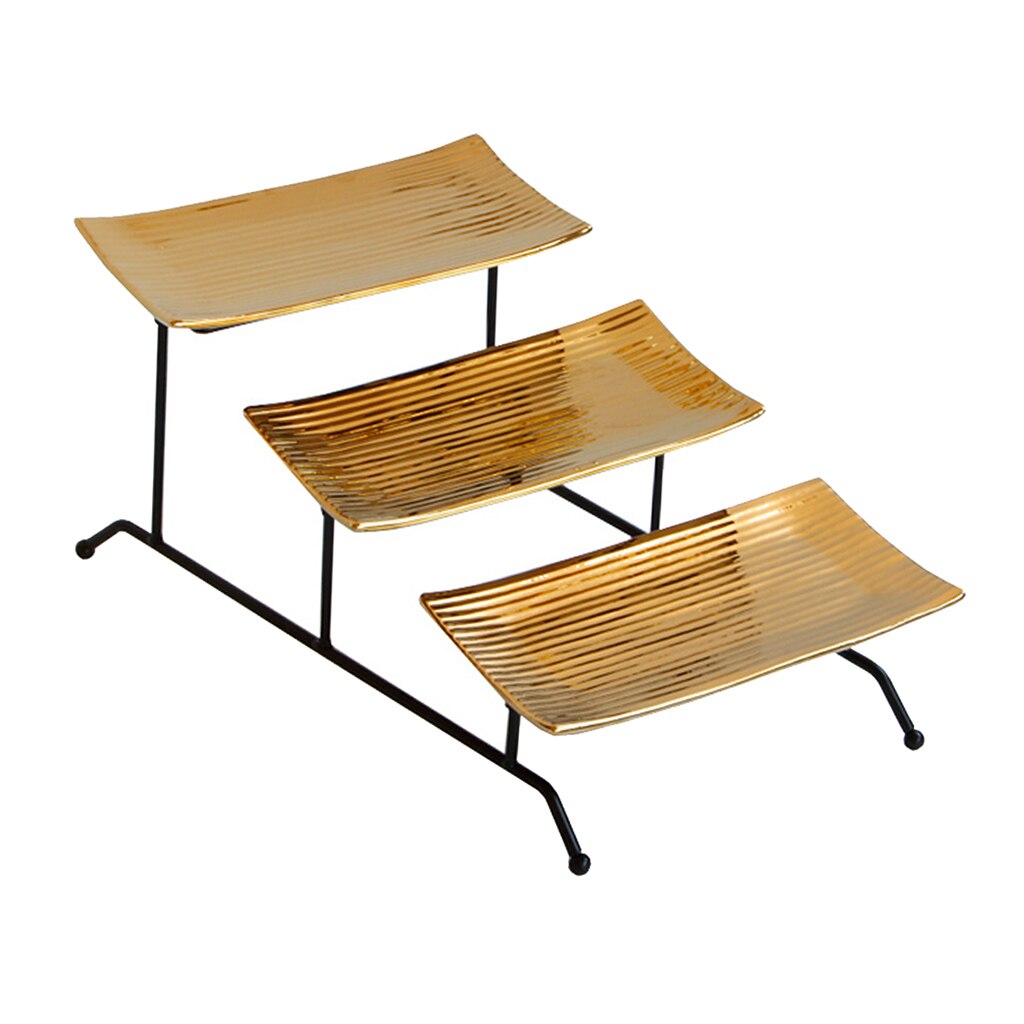 Collapsible 3 Tier Rectangular Plate Dessert Stand Fruit Plate Cake Serving Tray