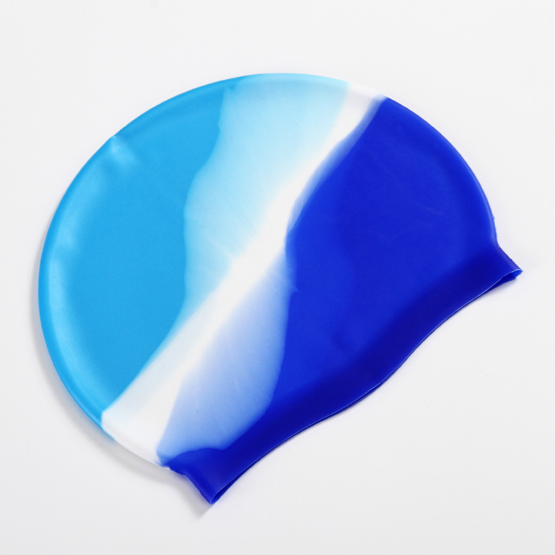 Silicone Adult Waterproof Swimming Cap Gradient Color Dry Hair Swim Cap for Men Women Protect Ears Swim Hat Swimming Accessories: Red