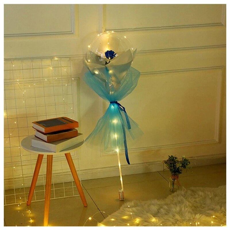 Led diy lichtgevende ballon roos boeket kerstversiering huis bruiloft decoratie bal roos valentijnsdag verjaardagsfeestje: Blauw / 3 stuks