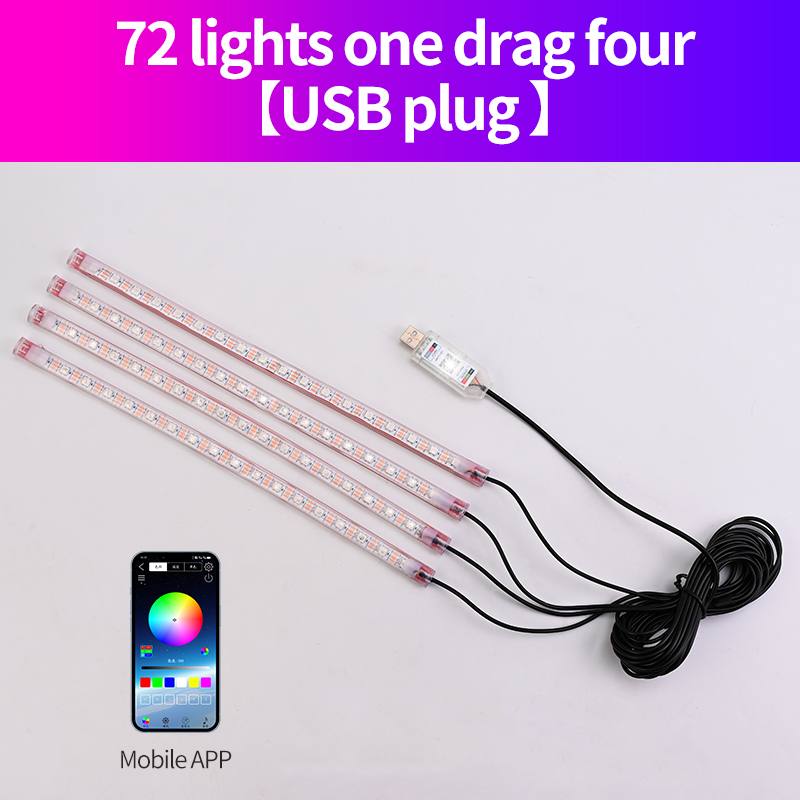 Tira de atmósfera para el pie del coche, luz LED con aplicación remota, Control, iluminación USB, sincronización de música, brillo ajustado, luz ambiental libre, 1 Uds.: Blanco frío