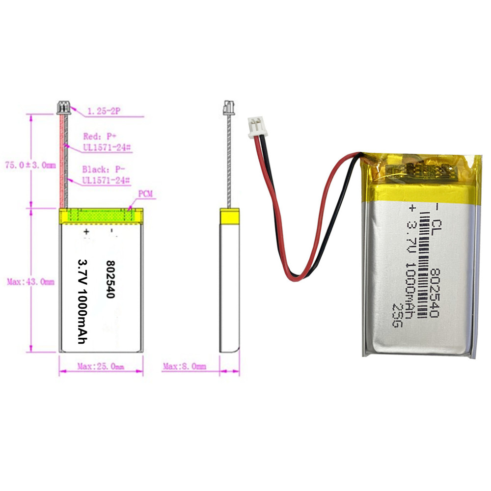 1-4 stück 3.7v lipo-akkus  pl802540 1000 mah, Lithium-Polymer-akkus) für heltec  t114 v2 lora 32 v3 entwicklungsboard lora-knoten