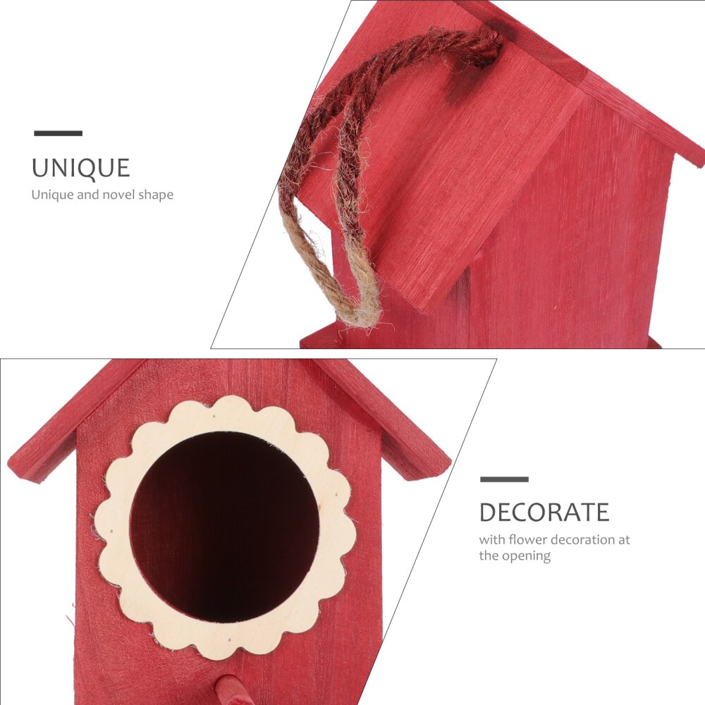 Decorative Bird House Wooden Hanging Bird Nest Bird Feeder Birdhouse