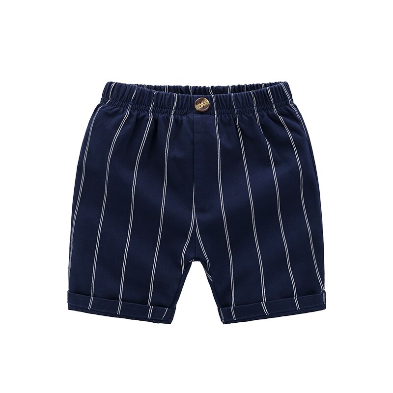 De peach sommer baby drenge stribede shorts børn bomuld fritidsbukser børn løse strandshorts til drenge tøj alder 2-6 år: Marine blå / 6