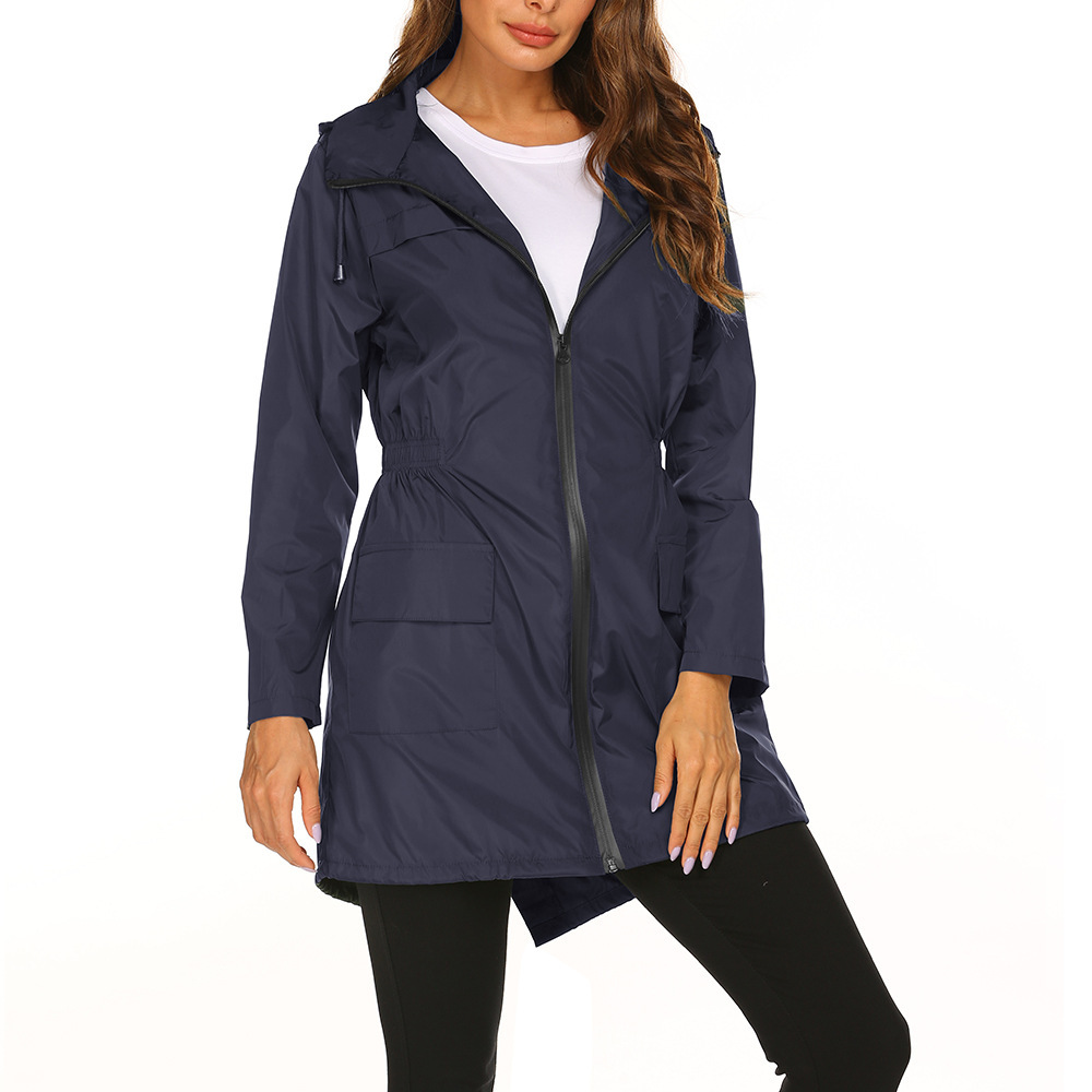 Damen leichte Regenmantel draussen wasserdichte Jacke Kapuze Wind jacke weibliche lange wandern klettern Regen jacken Outwear: S / schwarz