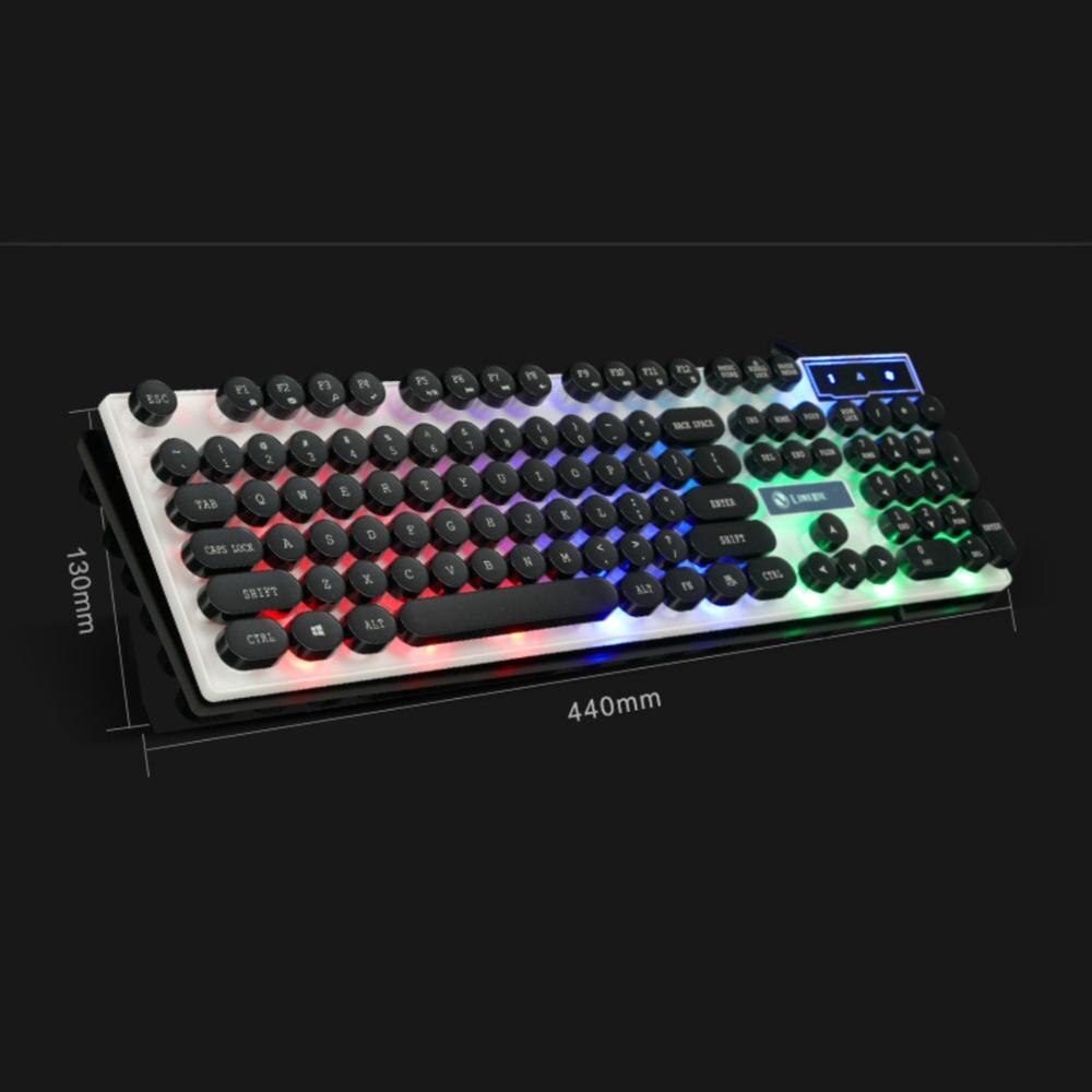 Gaming Keyboard Luminous Retro Round Metal Panel gamer Keyboard USB Wired Steam punk Waterproof Keyboard For Desktop PC Laptop