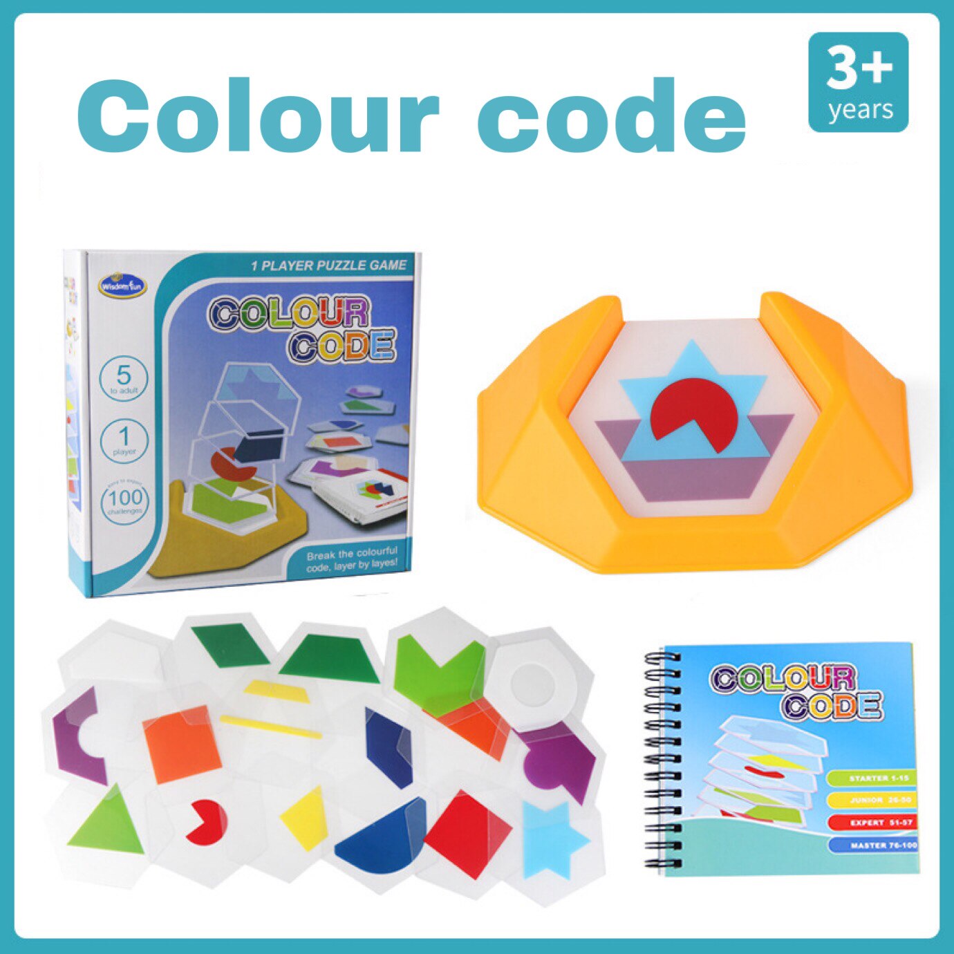 100 Challenge Color Code Puzzle Games Tangram Jigsaw Board Toys Children Kids Develop Logic Spatial Reasoning Skills Toy