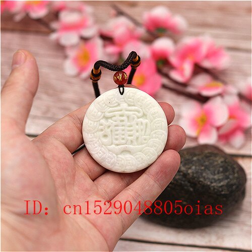 Natural White Chinese Jade Wealth Pendant Necklace Charm Jewellery Accessories Carved Amulet for Women Men