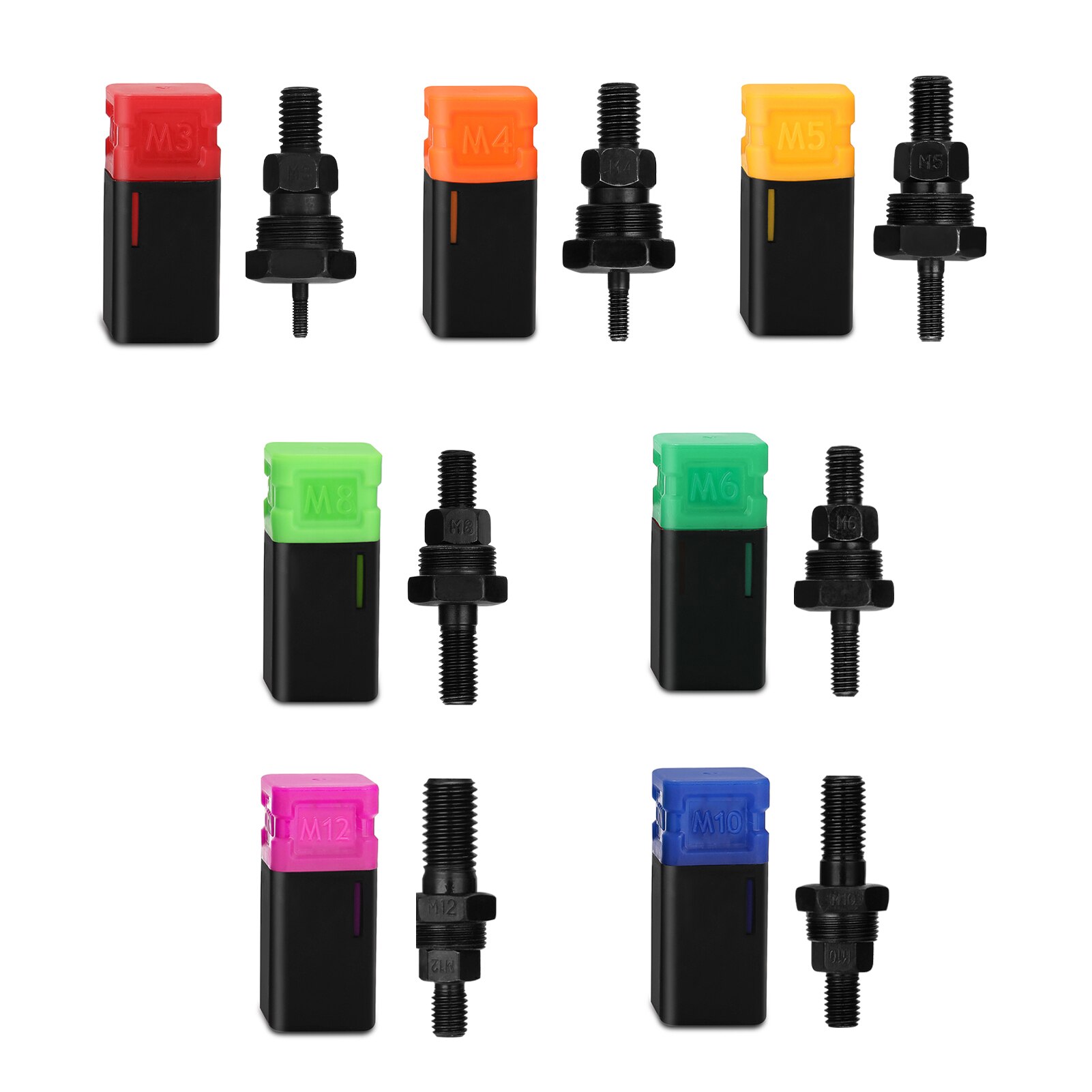 7pcs Riveter Machine Accessory Threaded Mandrel Rivet Nut Tool Adapter Pull Rod Riveter Replacement Riveting Heads