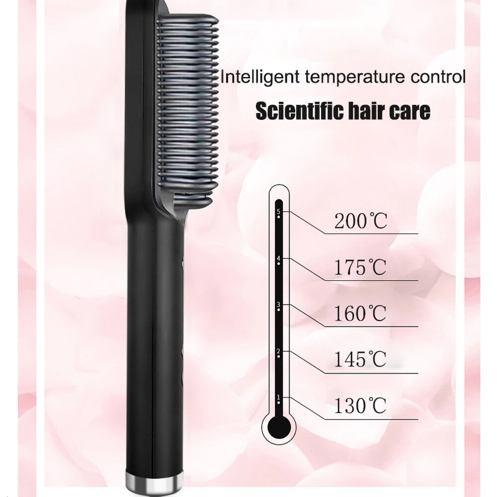 Hair Straightener Ceramic Electric Curler Straightening Beard Brush Iron Negative Fast Heating Straightener Comb