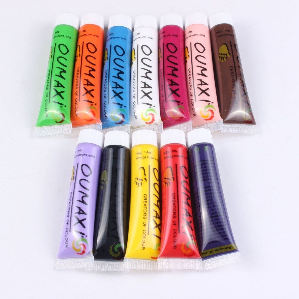 Doigt ange 12 pièces 12ml peinture à ongles Multi Surface 3D peinture OUMAXI Nail Art peinture 12 couleurs différentes outils de peinture à ongles