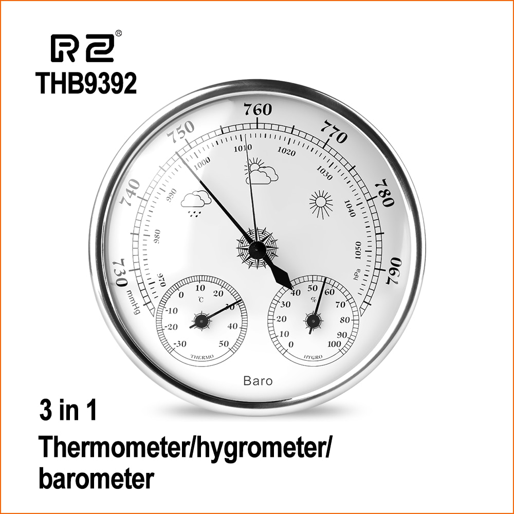 RZ Wall Mounted Thermometer Hygrometer Digital Household High Accuracy Pressure Gauge Air Weather Instrument Barometer