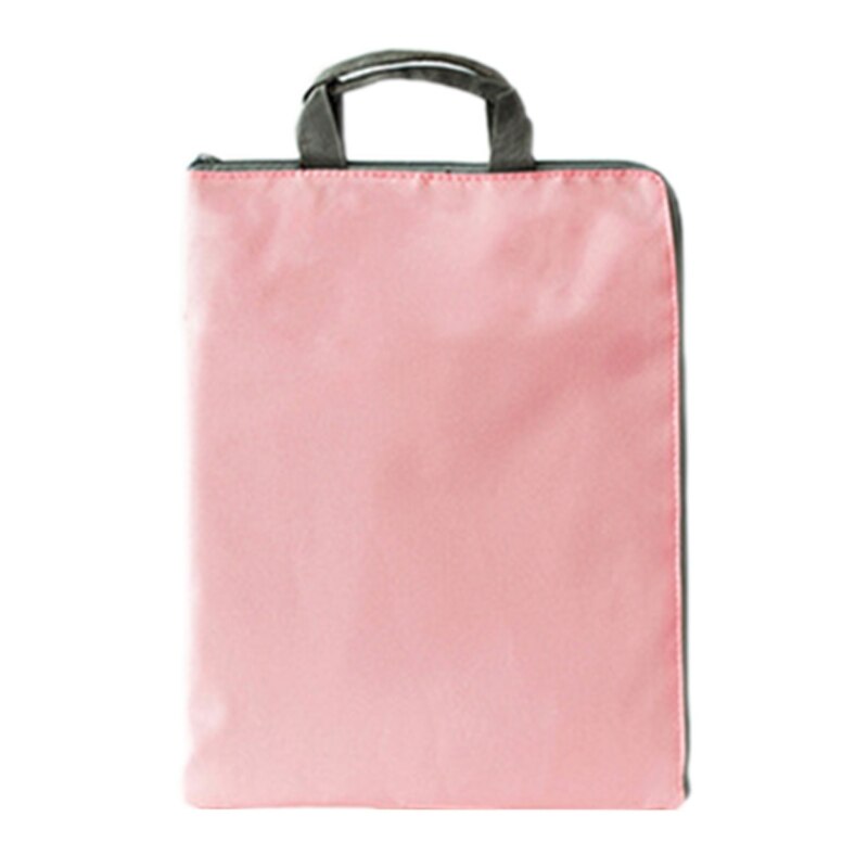 Handheld 2-layer A4 File Folder Zippered Pockets Document Organizer for School: Pink