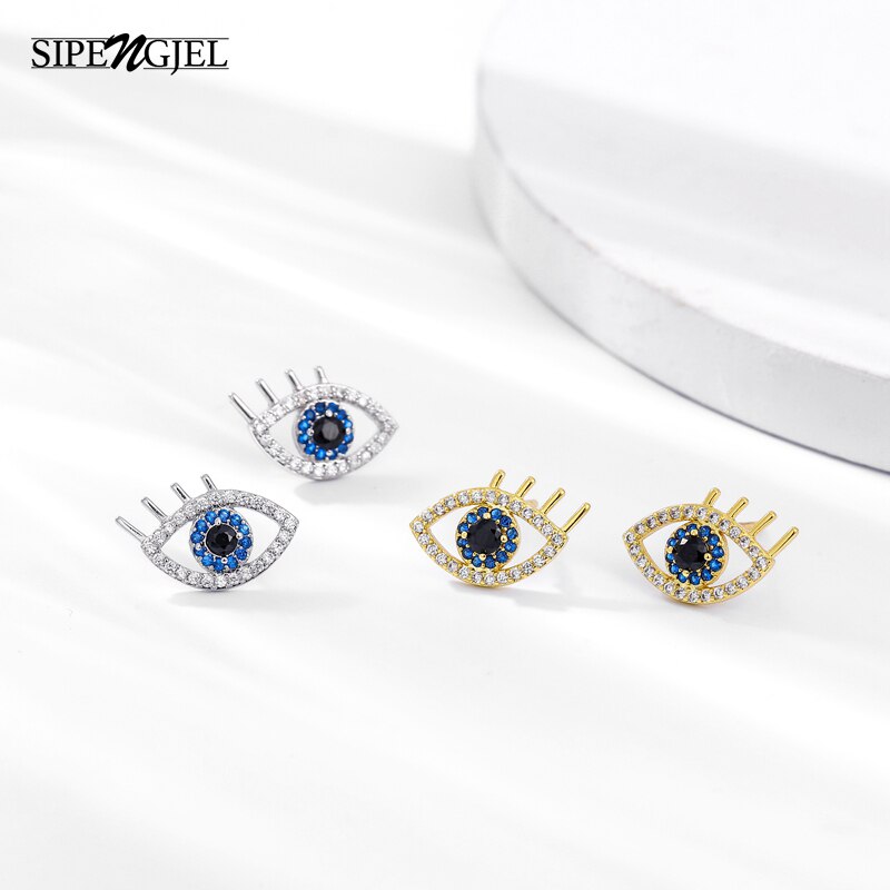 SIPENGJEL Mosaik kubisch Zirkon Blau Auge Ohrringe Gute auge Zucht Ohrringe Für Woemn Hochzeit Schmuck