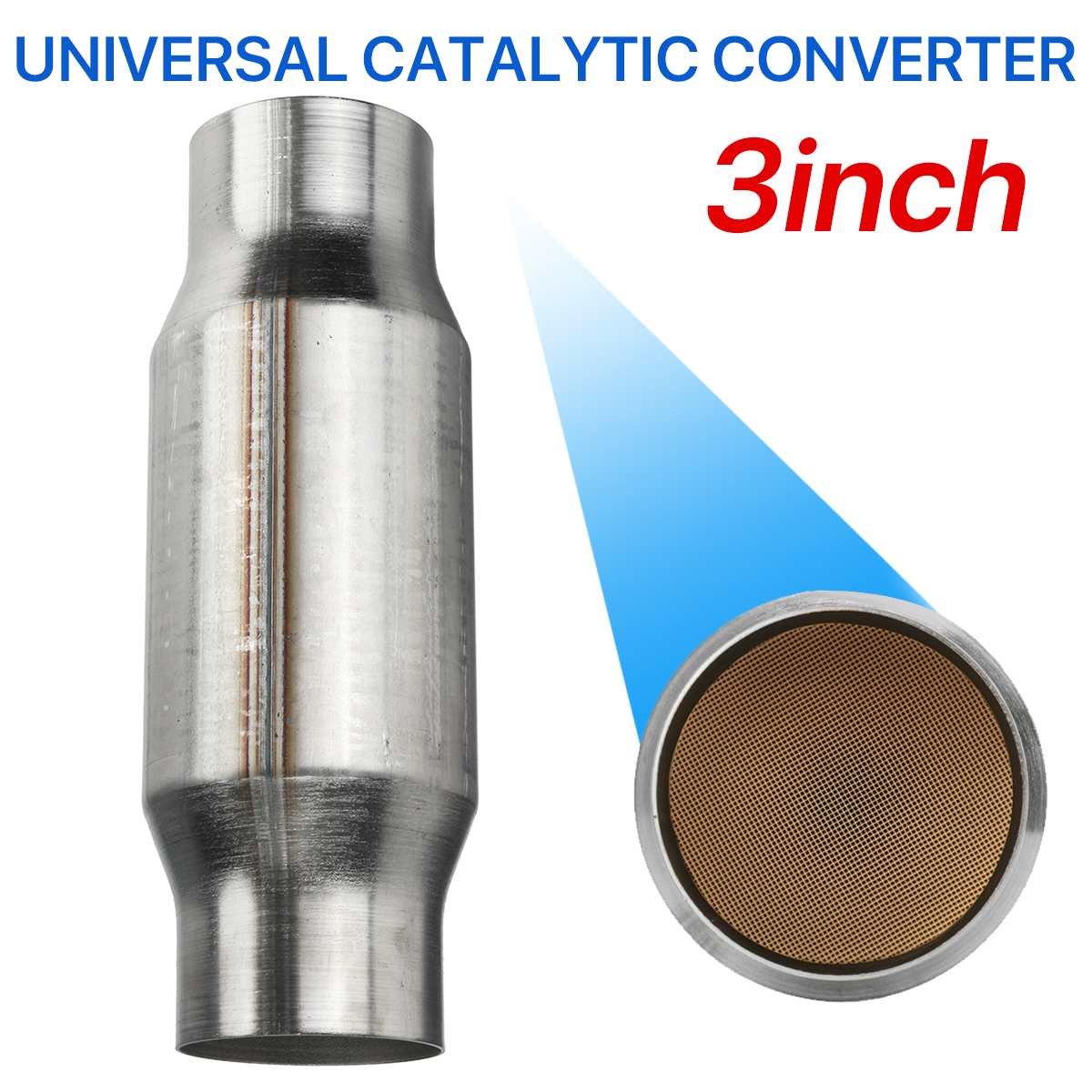 3&quot; Universal Car Catalytic Converter Exhaust Systems Muffler Length 11&quot; Stainless Steel