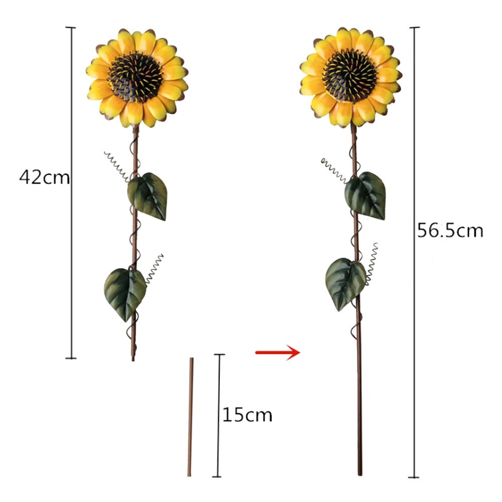 Metal Sunflower Garden Stakes Rustic Outside Decorative Plant Flower Stake Lawn Yard Stick Ornaments