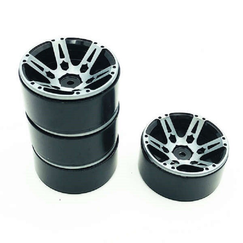 4Pcs Rc Rock Crawler Wheel Rim 1.9 Inch Beadlock For 1/10 Axial Scx10 90046 Tamiya Cc01 D90 D110 Tf2 Traxxas Trx-4(Black)