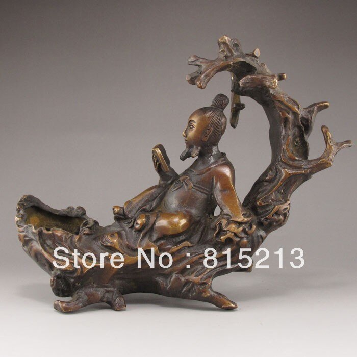 Wang 000164 Chinese Bronzen Standbeeld-Oude Man