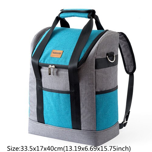 Large Capacity Cooler Bags Oxford Lunch Box Drink Beer Ice Pack Travel Picnic Backpack Thermal Food Bag Carrier: Blue F