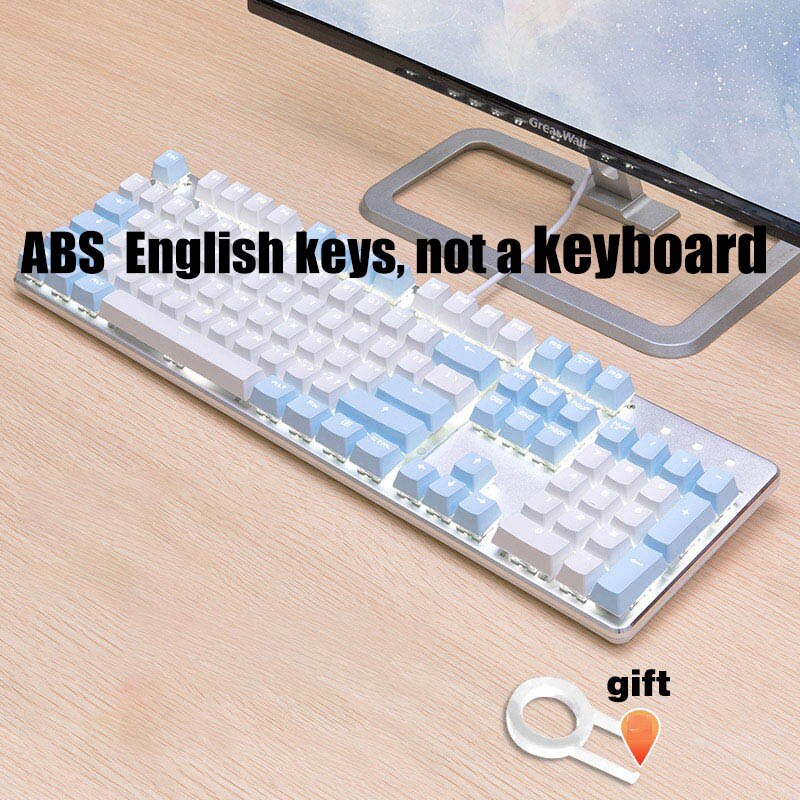 Russian/ PBT English Languag Keycaps Variety Of Color Choices For Cherry MX Mechanical Keyboard Key Cap Switches 104 Keys: Blue whit English