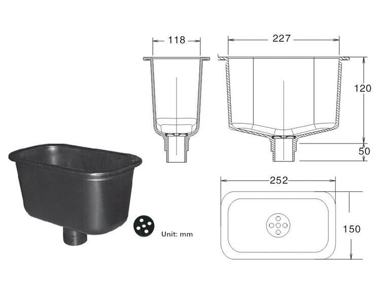 Laboratory High density PP water Channel Plastic Oval / Rectangular Cup Sink Is Suitable For Hospitals, Research Institutions: 03
