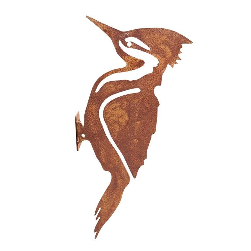 Picchio arrugginito decorazione per uccelli sagoma di uccelli in metallo decorazioni da giardino creativo in ferro battuto decorazioni per interni per interni simpatico giardino toria: Default Title