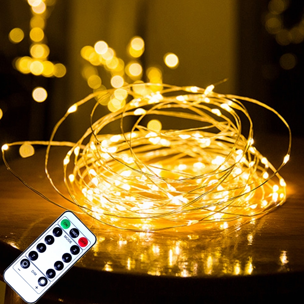 Afstandsbediening Fairy Lights Koperdraad Timer Led String Lights Garland Kerst Decoratie Verlichting Usb Batterij Aangedreven 5/10/20M