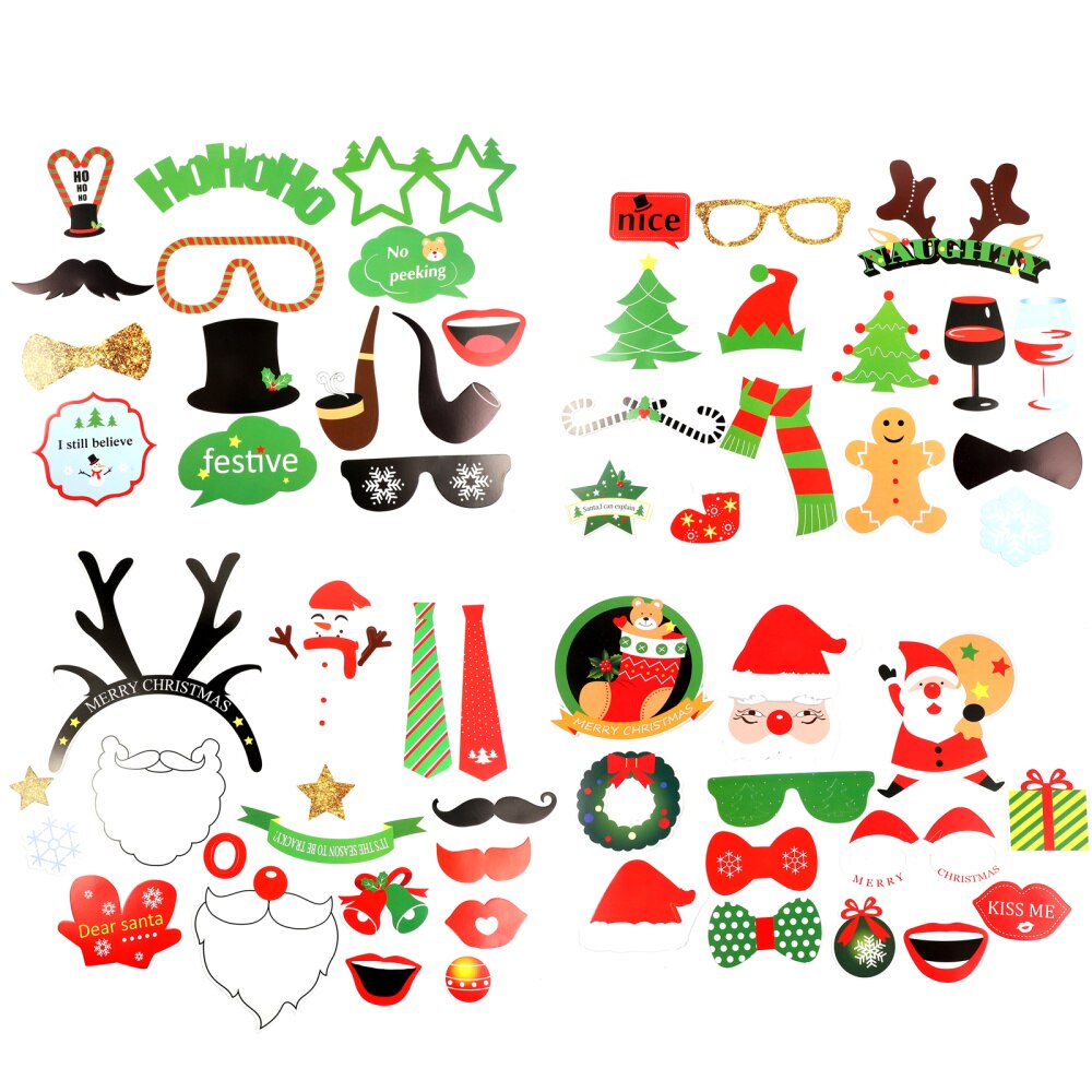 50 Stuks Kerst Foto Props Foto Levert Photo Booth Props Foto Props Grappige Foto Props Voor Bar Xmas Party: Default Title