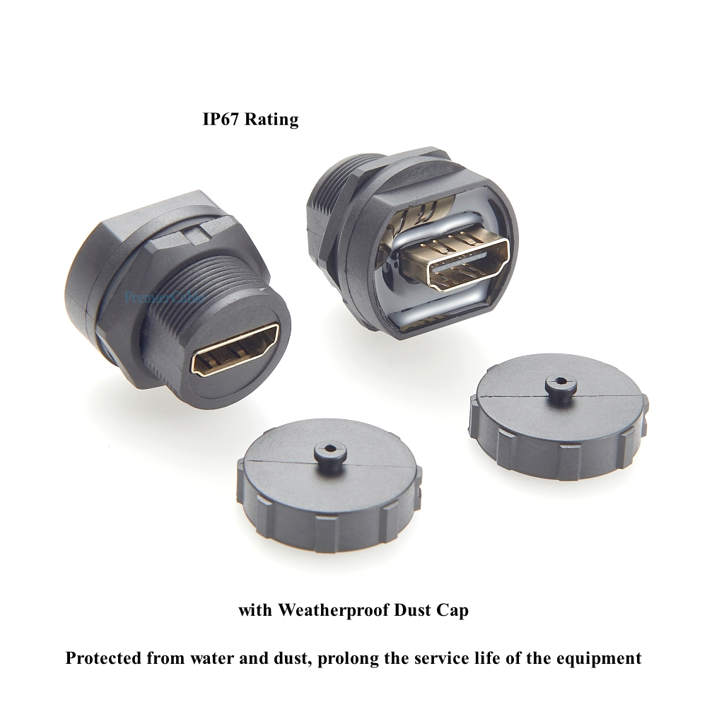 Connecteur étanche HDMI IP67, adaptateur de montage sur panneau 4K, connecteur de passage femelle à femelle, alimentation par cloison HDMI, coupleur traversant