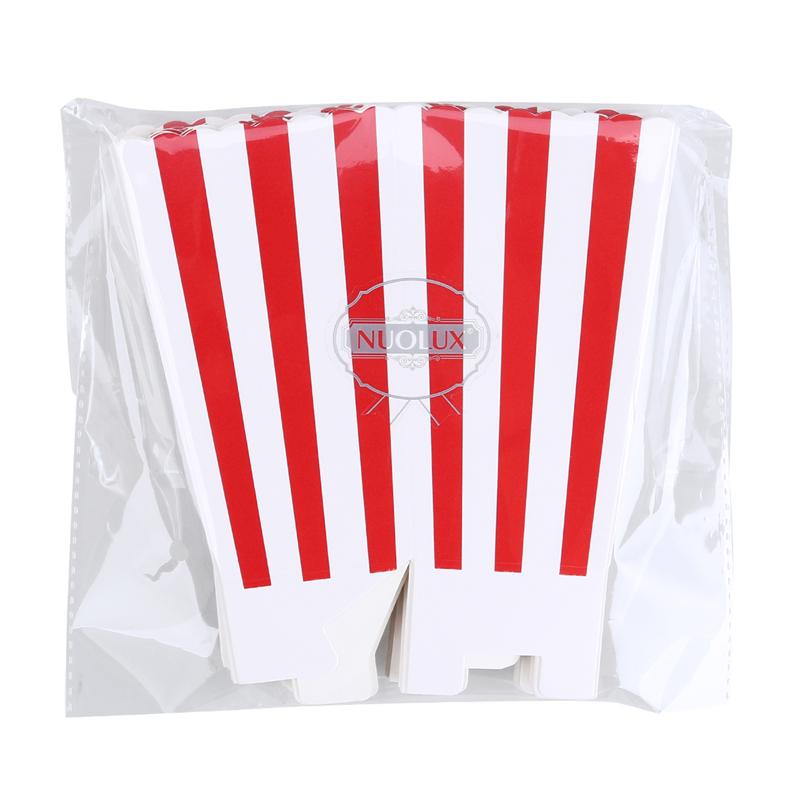 Cajas RAYA ROJA para palomitas de maíz, 24 Uds., cajas para dulces, cajas de cartón, bolsas de papel para cine en películas, mesas de postre, recuerdos de boda