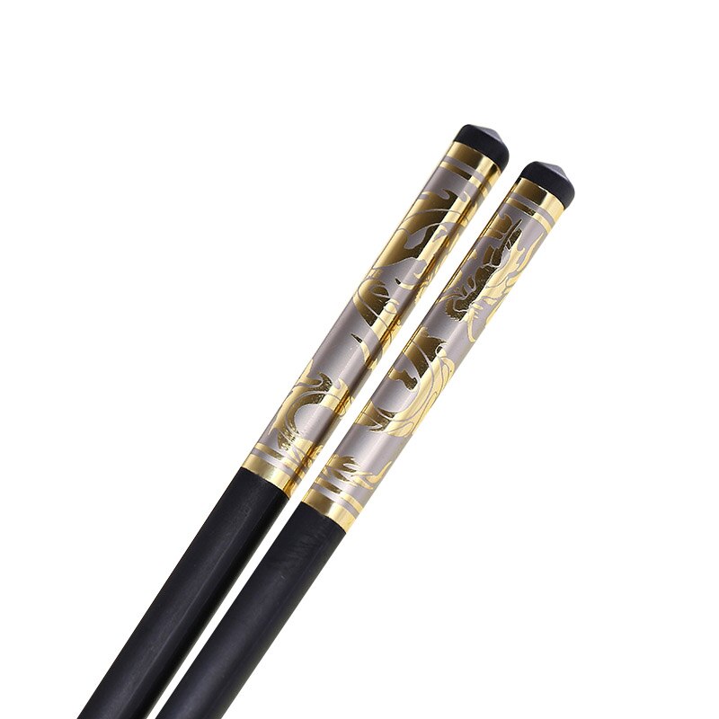 Zollor 1 Pair High Household Alloy Black Chopstick Hotel Restaurant Non-slip Tableware Reusable Food Sticks For Sushi: T3