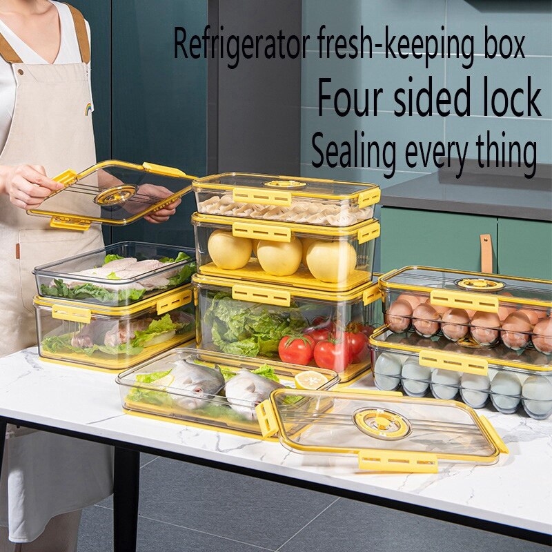 Refrigerator Storage Box PET Thickened Timekeeping Freeze Storage Box Kitchen Storage Containers